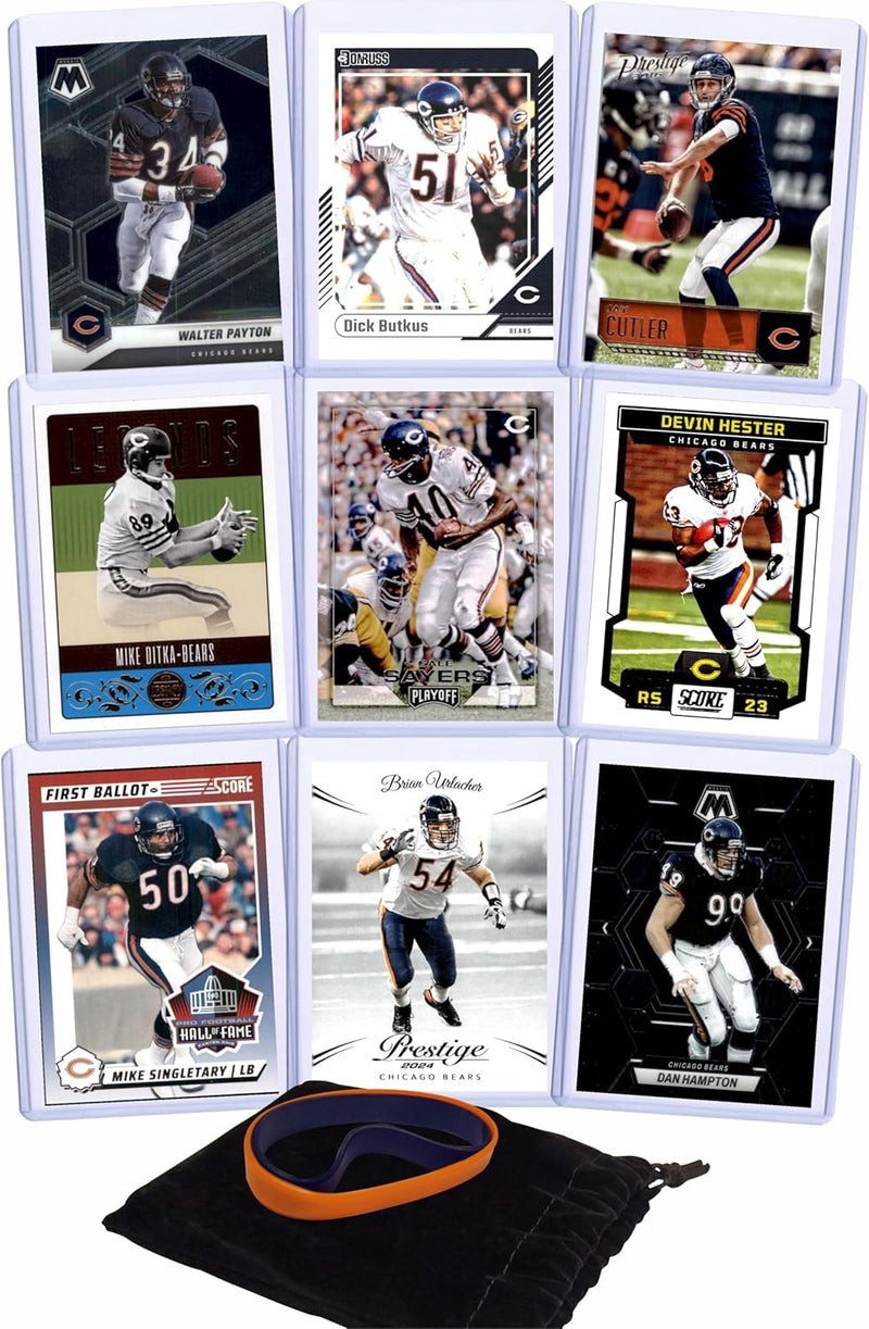 Chaser Chicago Bears Football Legends Cards: Walter Payton, Dick Butkus, Jay Cutler, Mike Ditka, Gale Sayers, Devin Hester, Mike Singletary, Brian Urlacher, Dan Hampton (9) Assorted GOAT Card Hall of Fame Gift Pack - Image 1